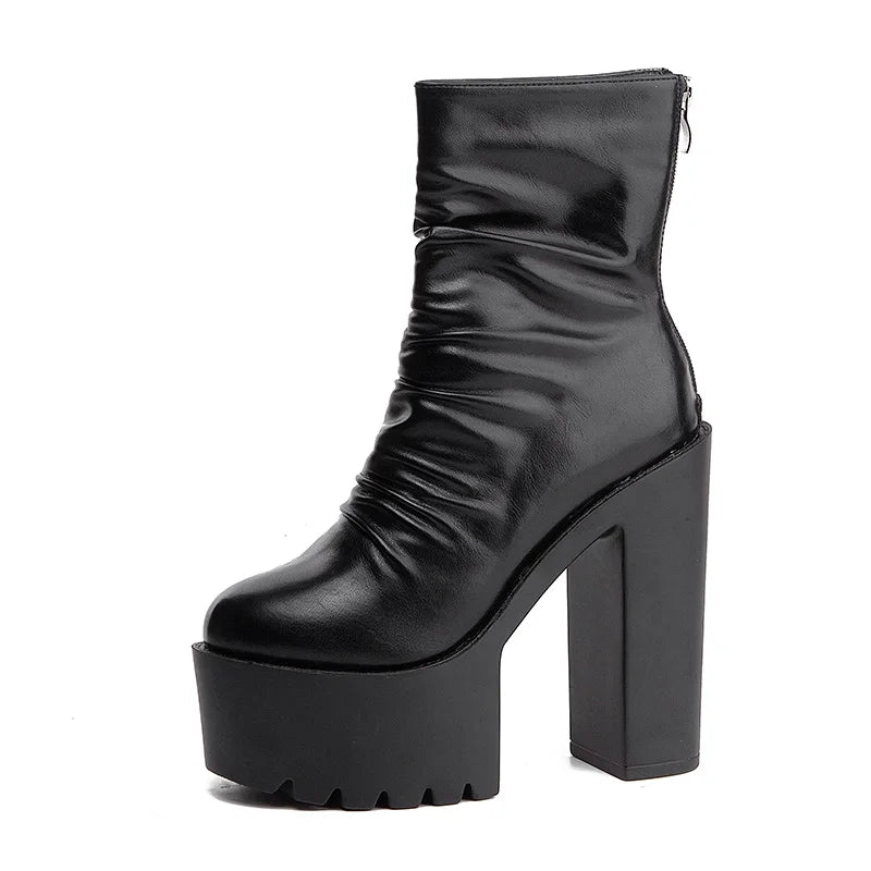 Platform Gothic Ankle Boots | Women's High Heel Short Boots