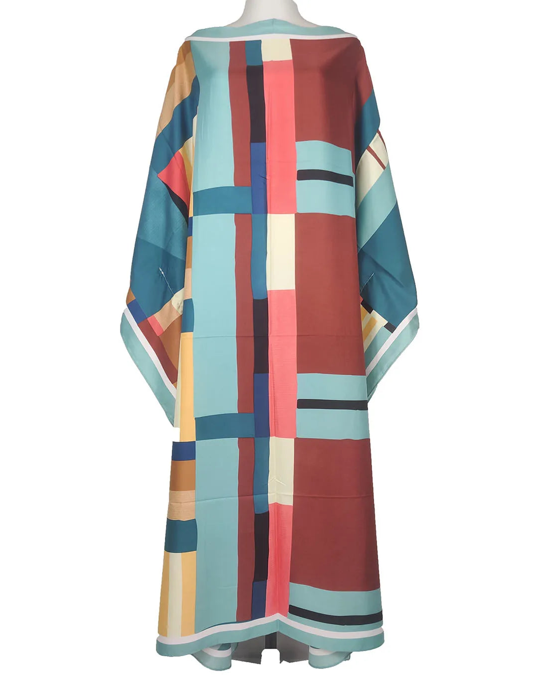 African Style New Fashion Multicolor Printed Loose Summer Boho Kaftan Dresses Oversized Europe Beach Swimwear Long Abaya