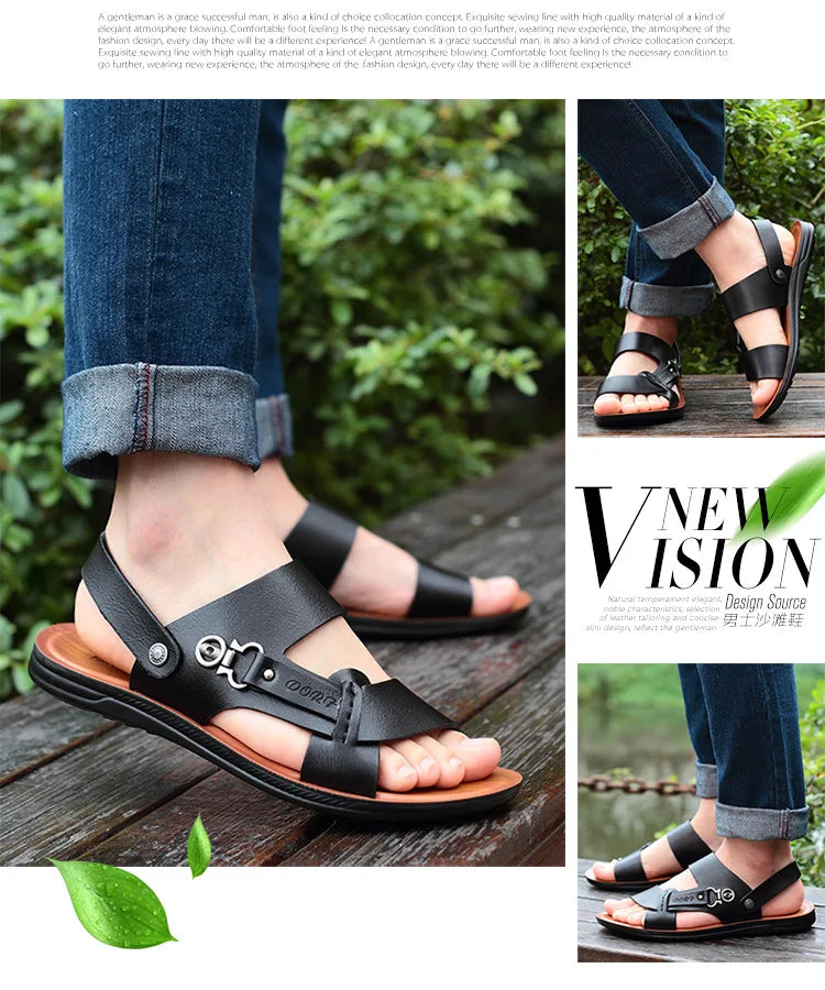 New Summer Men's Open-toed Sandals Fashion Trend Beach Shoes Slippers Men's Sandals Mens Sandals Summer  Leather Sandals