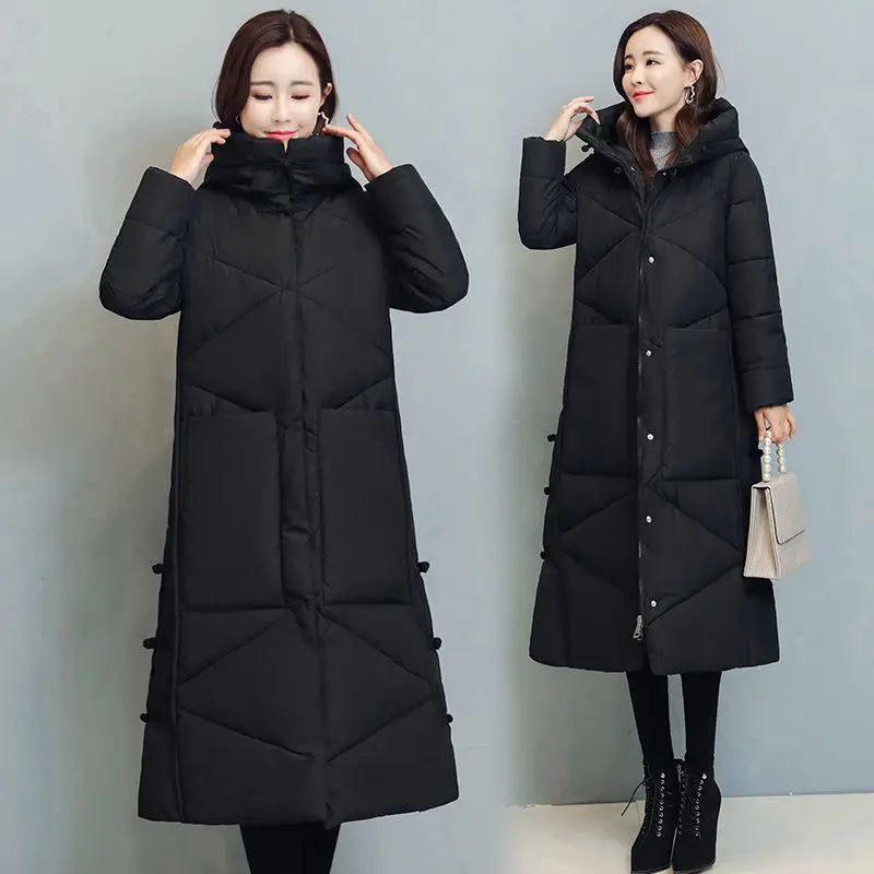 Winter Long Coat Women's 2025 Fashion New Thicken Cotton padded Warm Snow Outerwear Loose Female Windproof Hooded Jacket Parkas