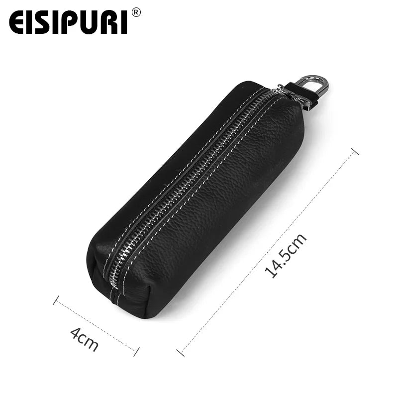 EISIPURI Genuine Cow Leather Men Women Key Bag Small Business Kay Case Women Housekeepers Wholesale purse keychain wallet