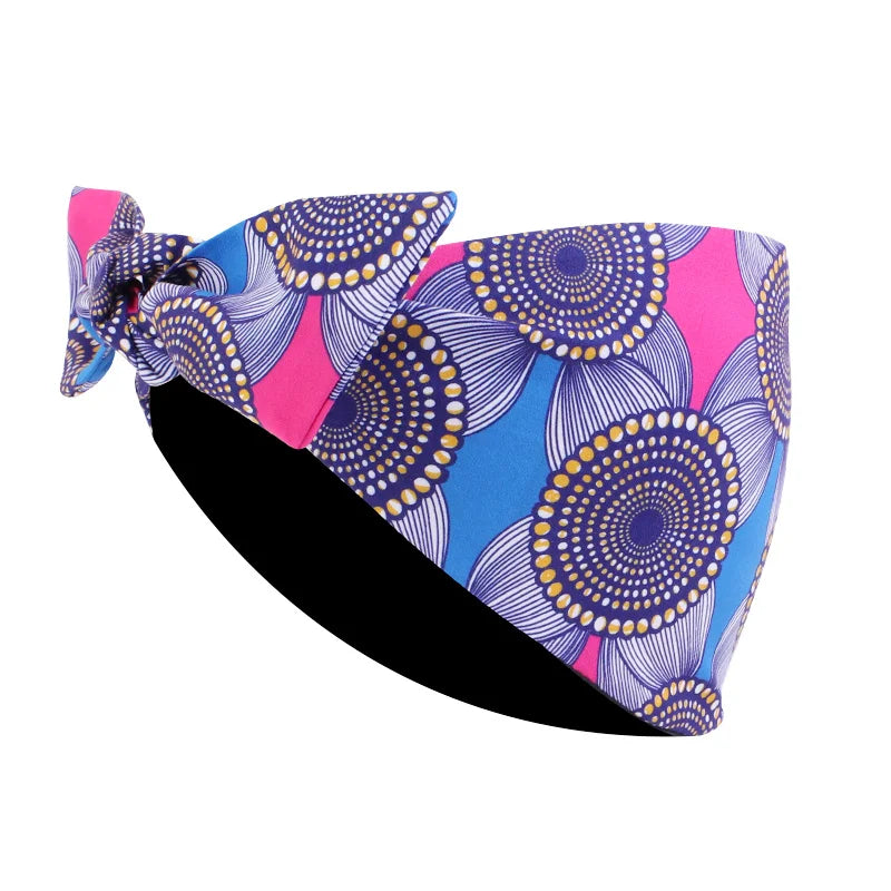 African Print Stretch Bandana Head Wrap Long Scarf Satin Floral Ankara Dashiki Women Party Turban Headwear Cap Hair Accessories