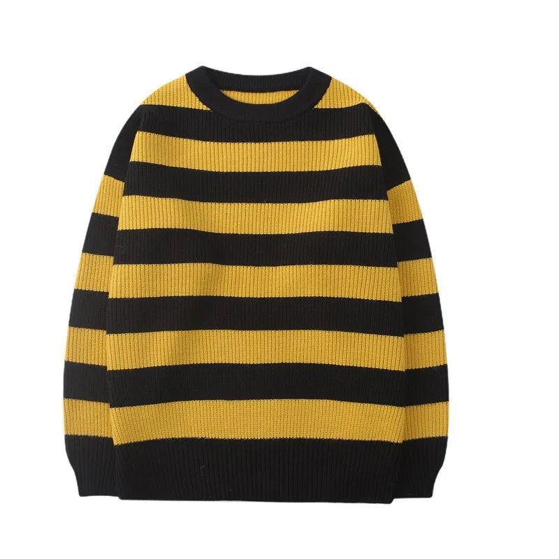 Harajuku Streetwear Striped Sweater Men Women Vintage Knitted Sweater Pullovers Tate Langdon Sweater Same Style WE375