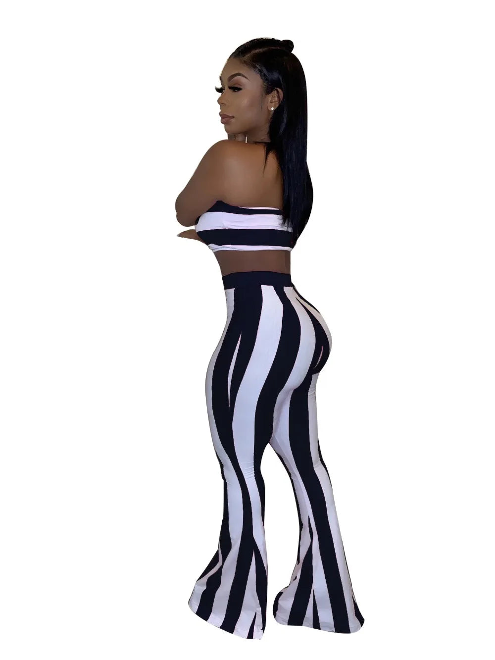 Two Piece Set Women Striped 2 Piece Set Women Outfits Crop Top Pants Two Pieces Sets Summer Clothes for Female Sexy Women's Suit