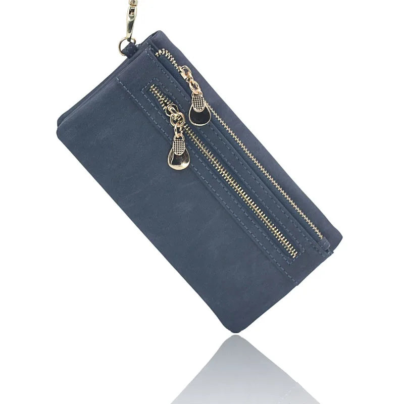 PUOU 2026 Fashion Zipper Purses Women's Wallets Envelop Long Wallet Women Long Section Clutch Wallet Soft PU Leather Money Bag
