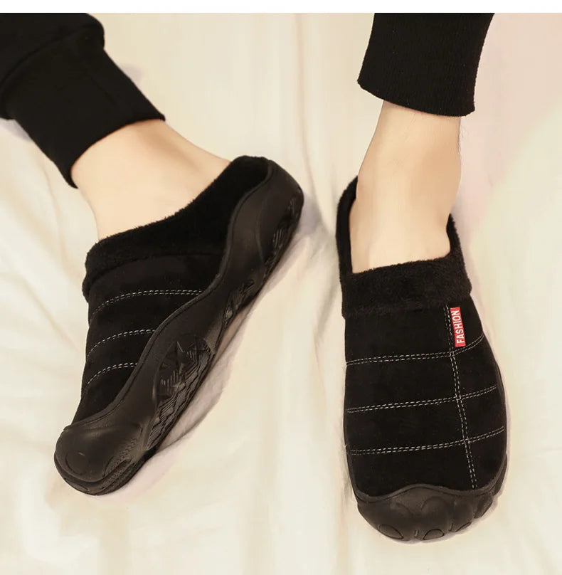 Winter Men Plus Size Leisure Indoor Plush Slippers Home Cotton Shoes Warm House Shoes Room Unisex Pantofole Peluche Invernali 48