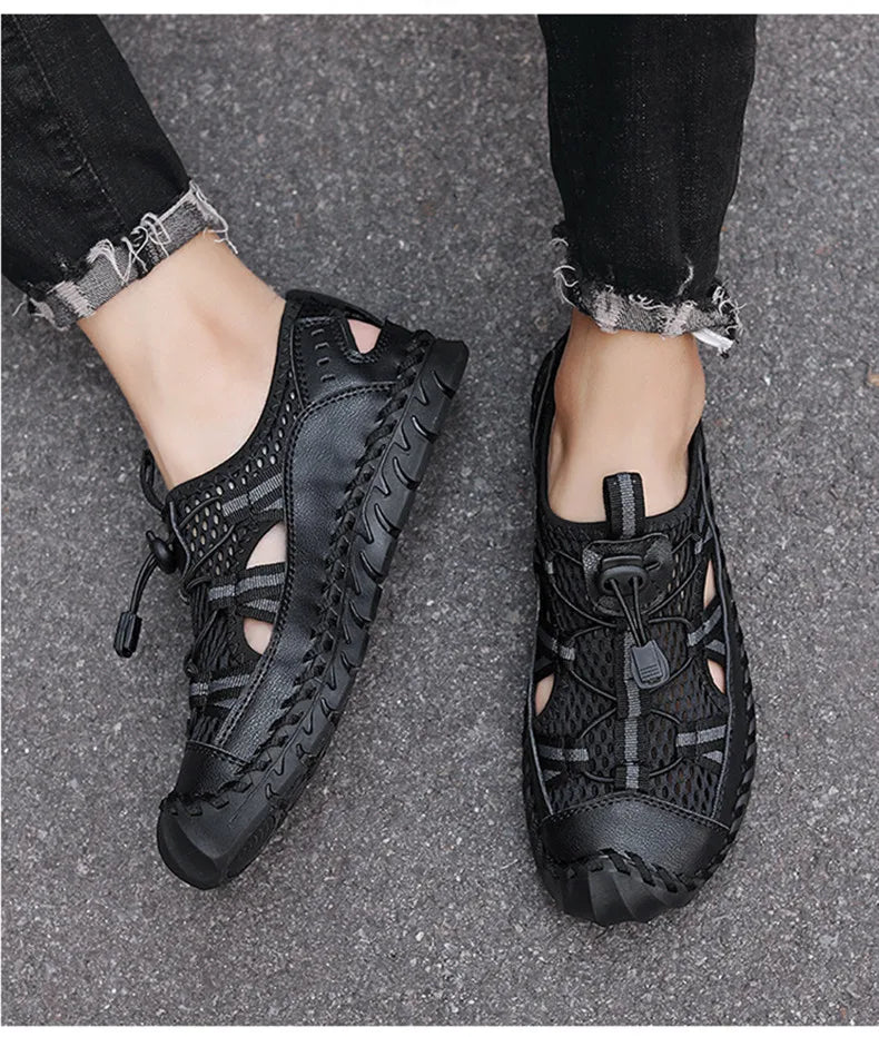 Hot Sale Summer Men's Sandals Outdoor Non-slip Men's Beach Sandals Handmade Genuine Leather Men's Shoes Fashion Men Sneakers
