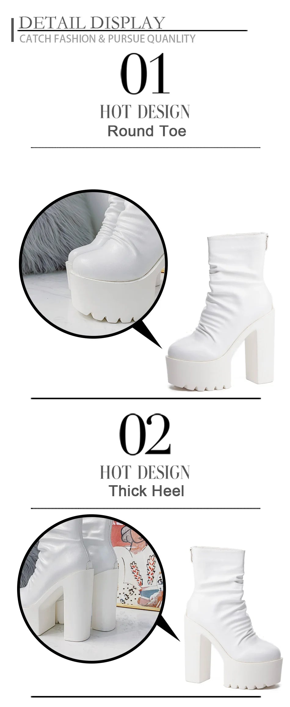 Platform Gothic Ankle Boots | Women's High Heel Short Boots
