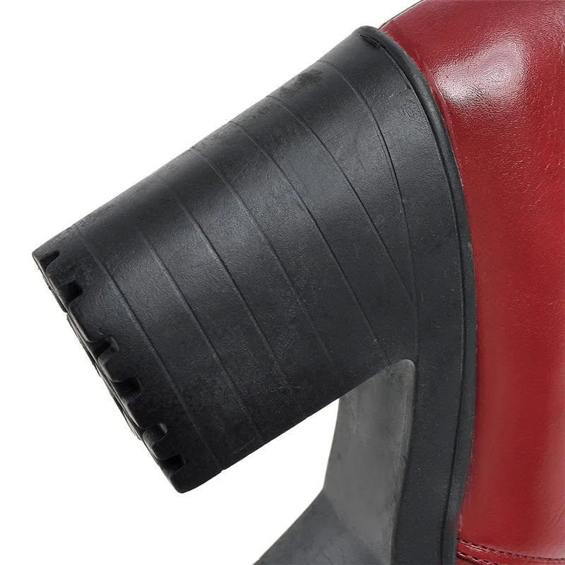 Lace Up Sexy Women's Ankle Boot Spring Autumn Fashion Platform Punk High Heels Black White Red Pumps Autumn Rubber Shoes Woman