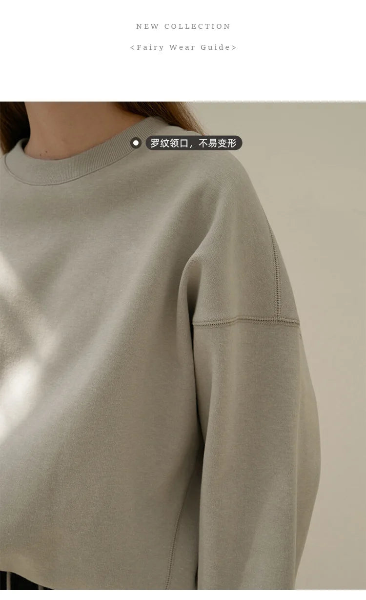 100% Cotton Women's Drawstring Sweatshirt Autumn New Casual Solid Long Sleeved Korean Fashion Streetwear Female Pullover