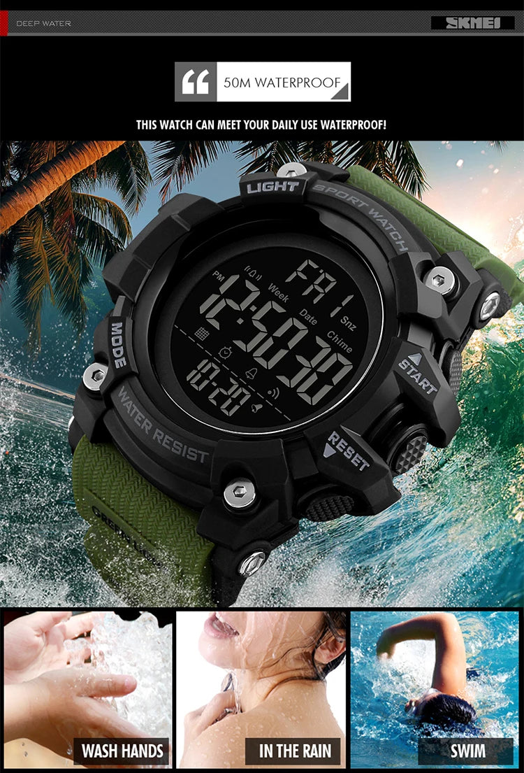 SKMEI Top Brand Outdoor Sport Smart Watch Men Multifunction Fitness Watches 5Bar Waterproof Digital Watch reloj hombre 1227/1384