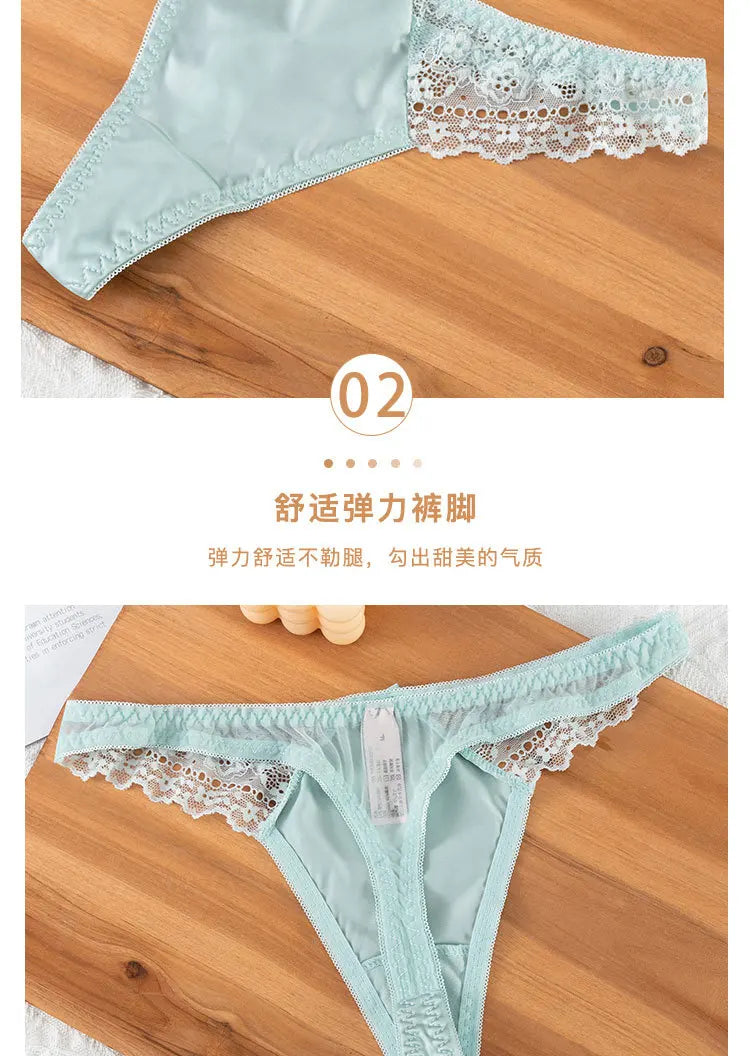 European Style Sexy Thongs Fashion Hollowed Out Comfort Panties Low Waist Seamless G-String T Pants Sexy Lace Panties Lingerie