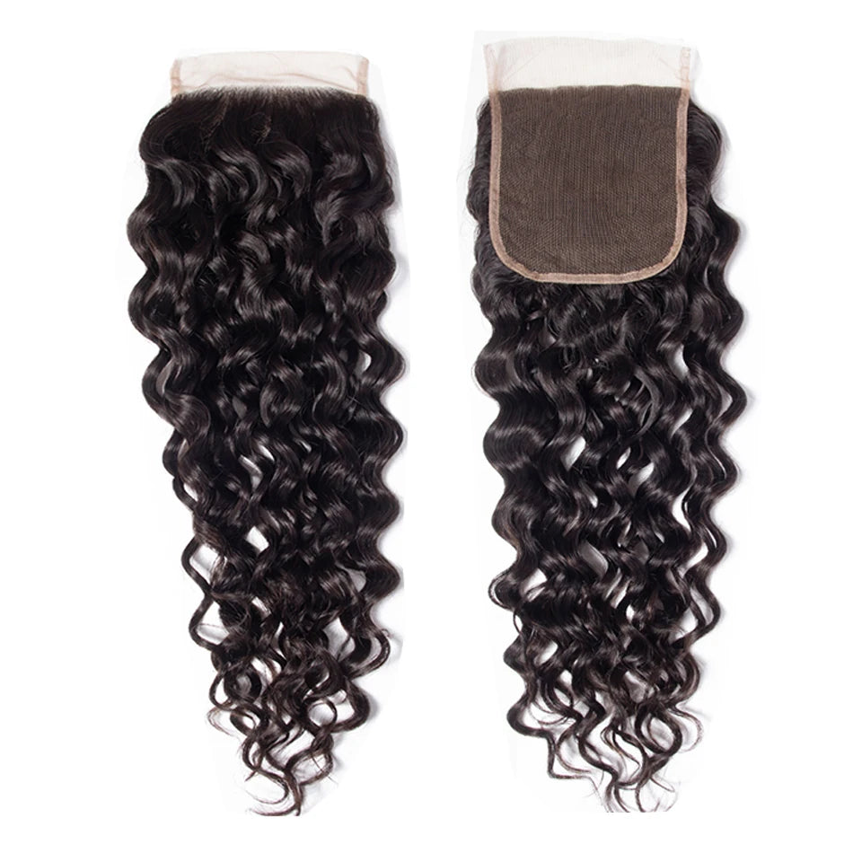 Malaysian Water Wave Bundles With Closure Wet and Wavy Curly Human Hair Bundles With Frontal Virgin Human Hair Weave Extensions
