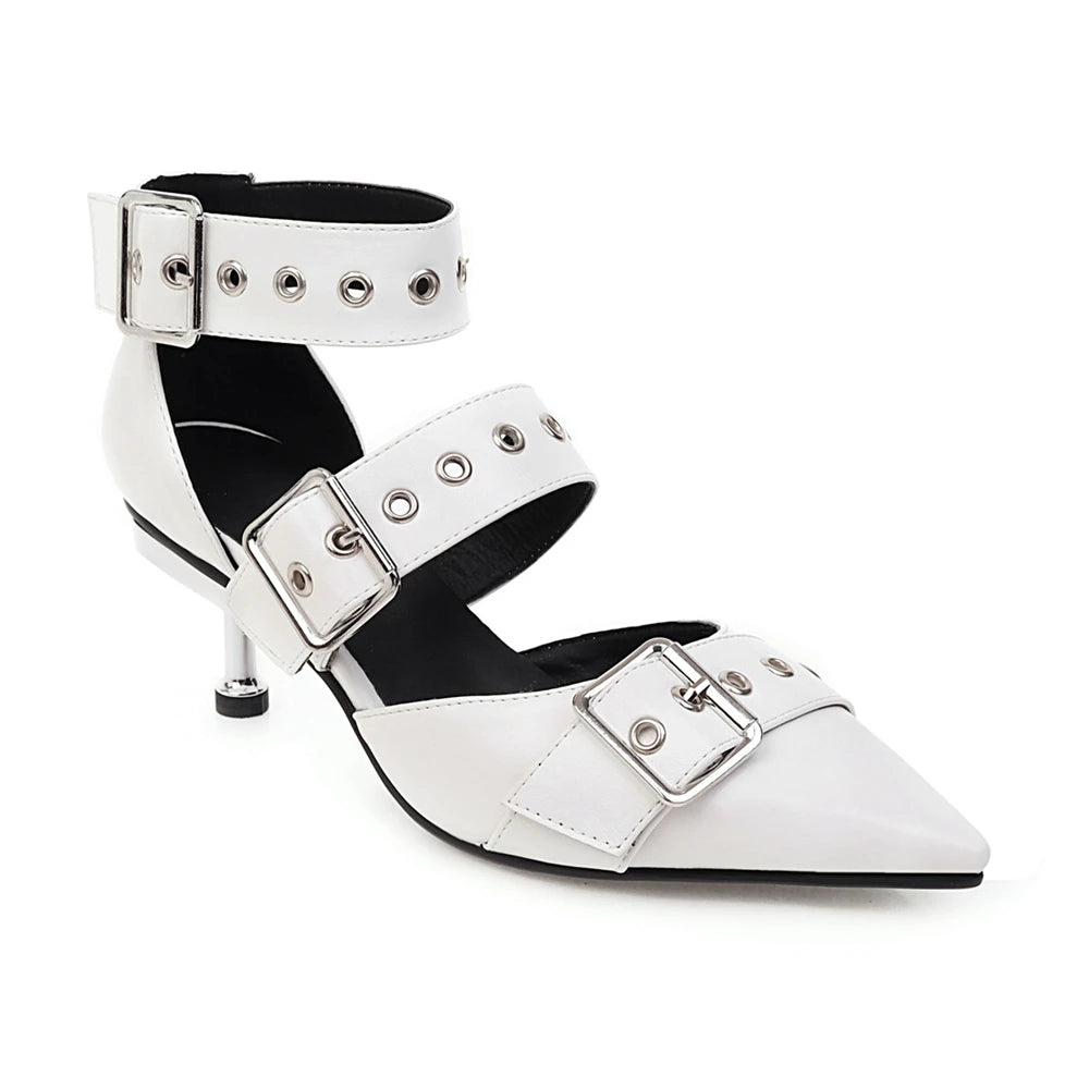 2025 Spring New Women Gladiator Pump Thin High Heels Pointed Toe Ankle Strap Buckle Party Ladies Sandals Shoes Zapatos Mujer