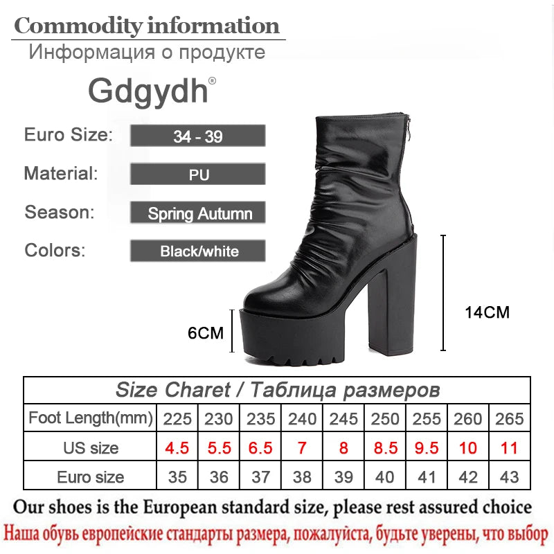 Platform Gothic Ankle Boots | Women's High Heel Short Boots