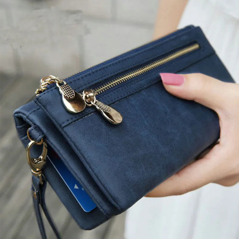 PUOU 2026 Fashion Zipper Purses Women's Wallets Envelop Long Wallet Women Long Section Clutch Wallet Soft PU Leather Money Bag
