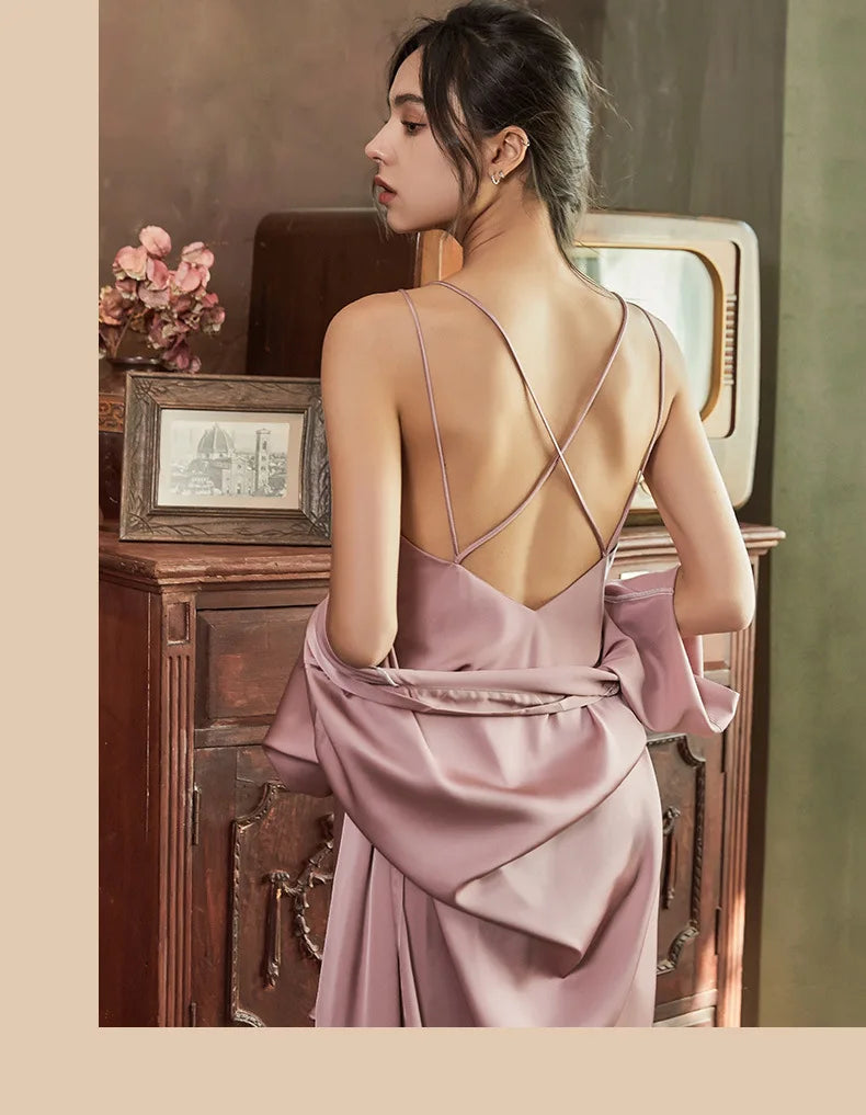 Nightgowns Women Soft V-neck Satin Sleeveless Sleepshirts Summer Sexy Sleepwear Lingerie Korean Style Fashion Nightdress Female