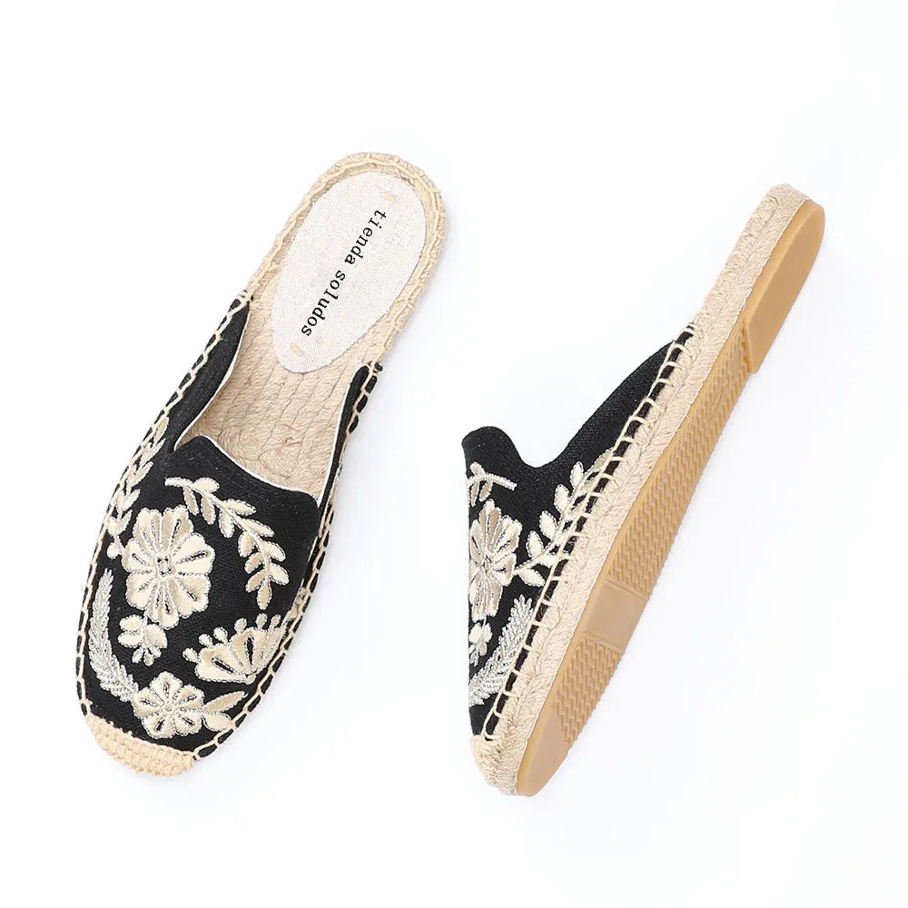 Espadrilles Slippers For Flat Shoes  Real Mules Slides Hemp Summer Flip Flops Pantufas De Pelucia Bichos Tienda Soludos