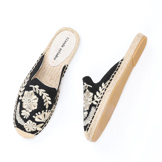 Espadrilles Slippers For Flat Shoes  Real Mules Slides Hemp Summer Flip Flops Pantufas De Pelucia Bichos Tienda Soludos