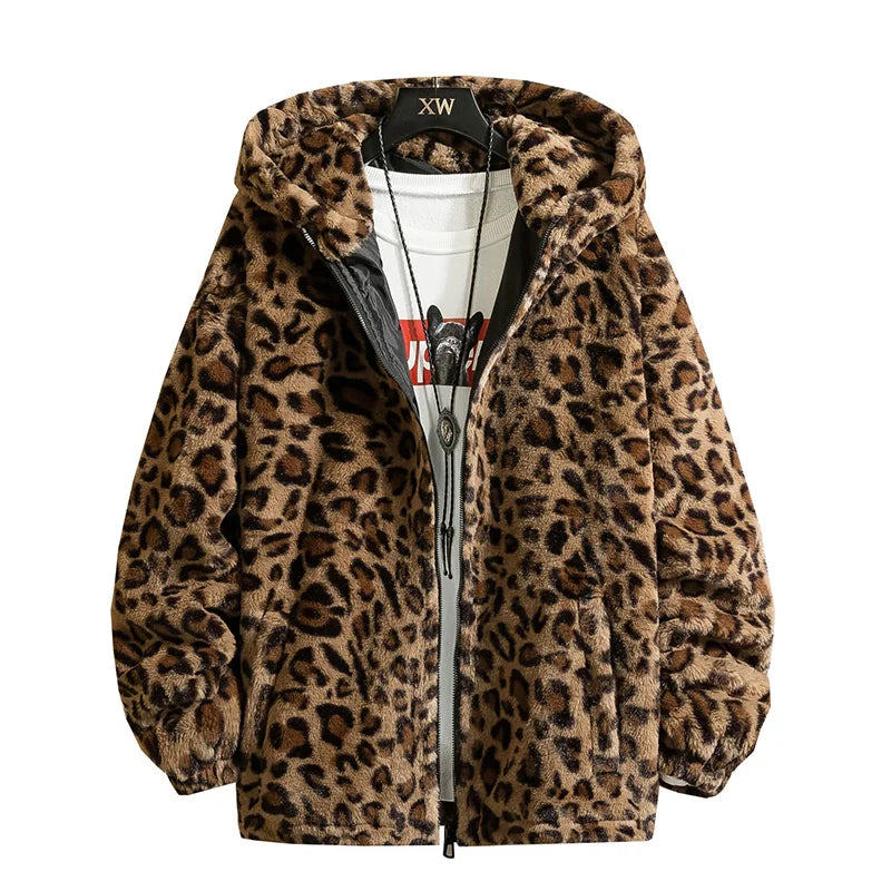 2025 Fall/winter Leopard Print Jacket Loose and Comfortable Cotton-padded Jacket Fashion Men's and Women's Autumn Warm Jacket