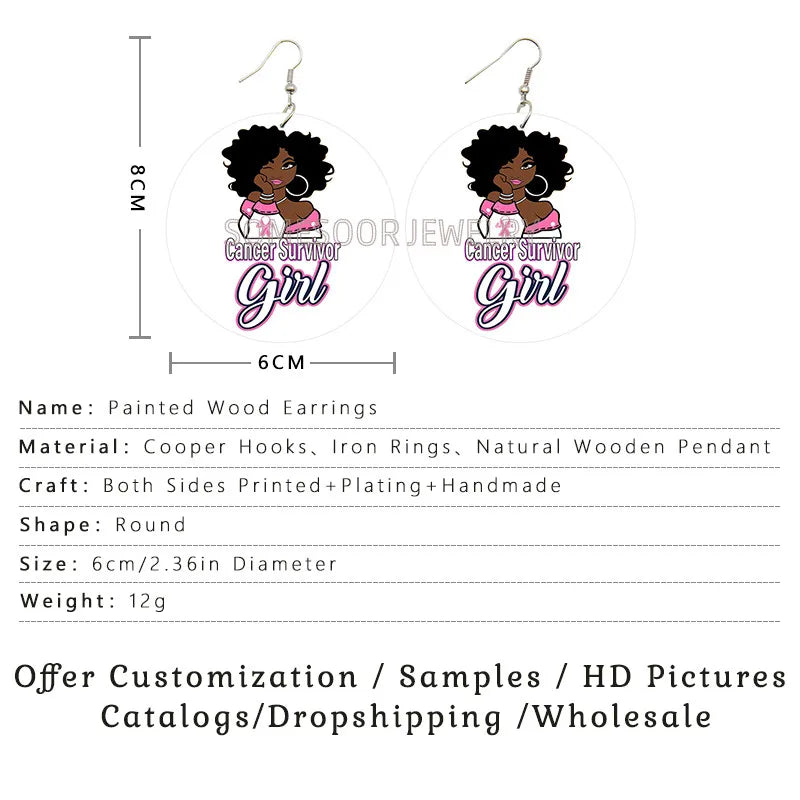 SOMESOOR Afro Countries National Flags Print Africa Map Wooden Drop Earrings Pendant For Women African Mainland Dangle Jewelry