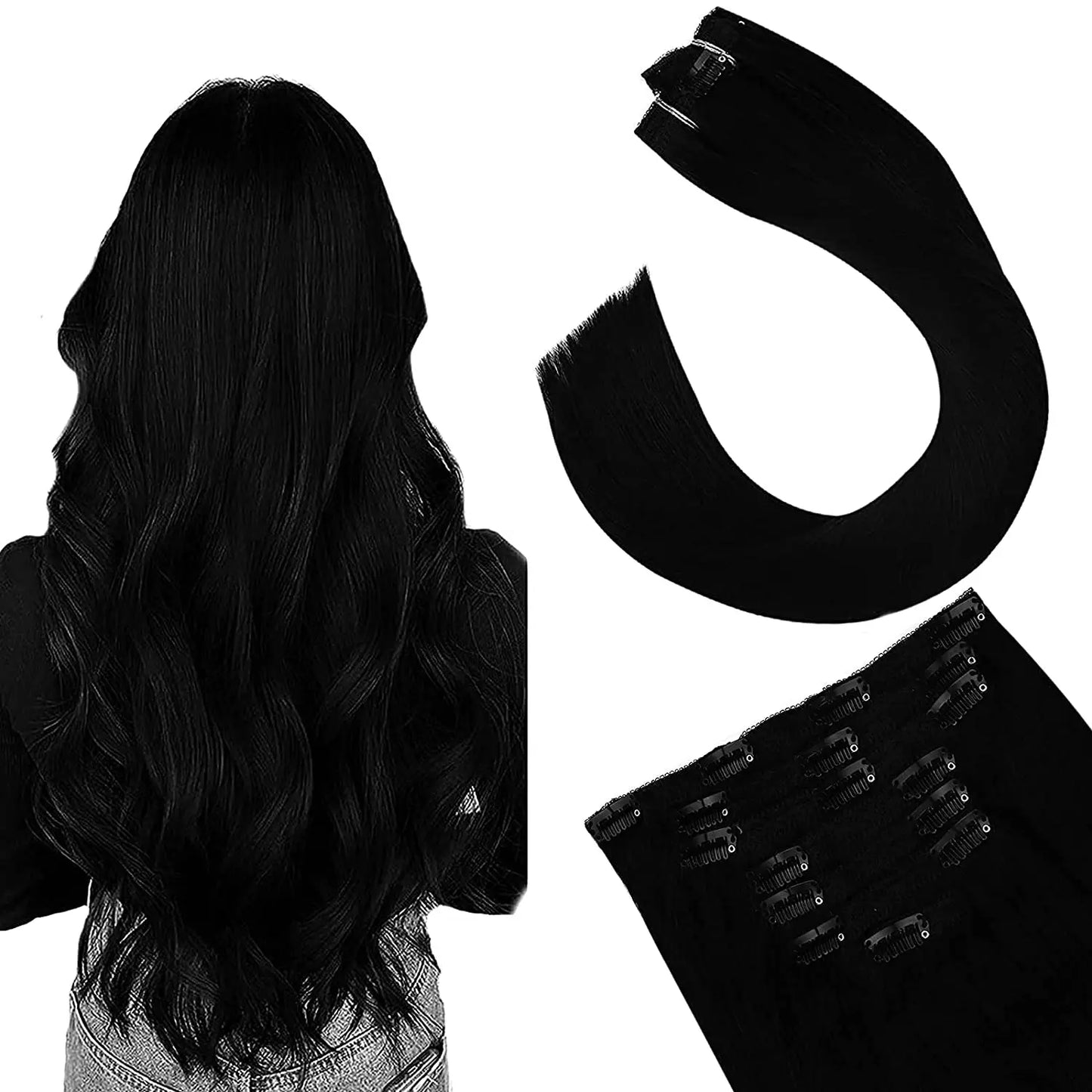 Ugeat Clip In Human Hair Extensions Blonde Color Seamless Invisible Full Head Balayage Soft Remy Hair Extensions For Salon