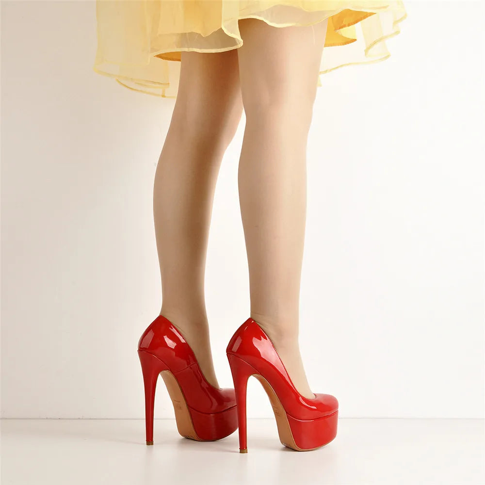Onlymaker Women Platform Super Stiletto High Heels Pumps Round Toe Slip On Wedding Party Big Size Fashion Shoes