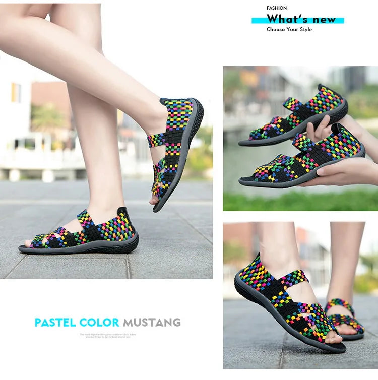 Women Flats Woven Shoes Breathable Summer Sneakers Female Casual Shoes For Walking Comfort Women Tenis Non-slip Zapatos Mujer