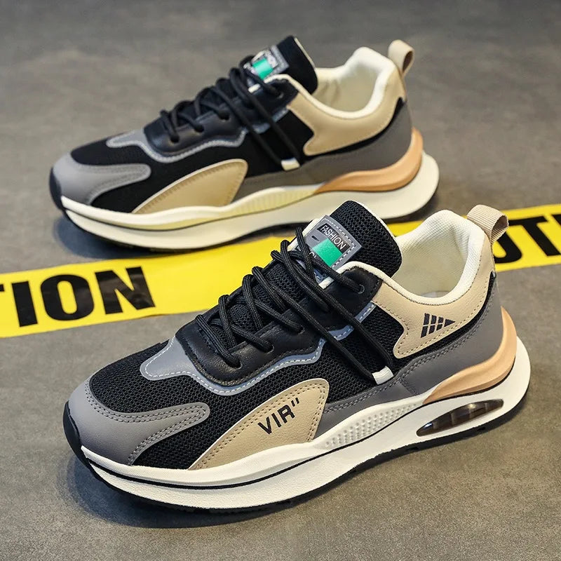 New Breathable Mesh Surface Sports Shoes Leisure Men's Trend All Match Thick Sole Men's Running  Shoes