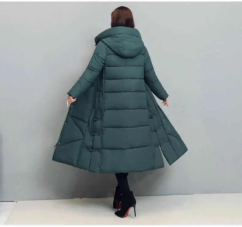 Winter Long Coat Women's 2025 Fashion New Thicken Cotton padded Warm Snow Outerwear Loose Female Windproof Hooded Jacket Parkas