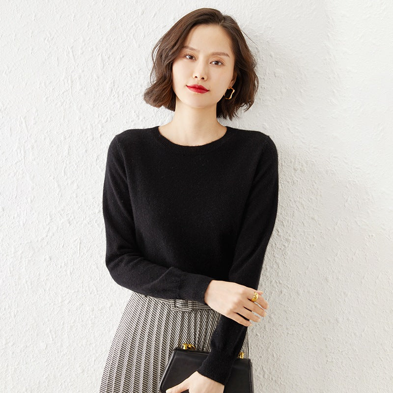 Autumn Winter Women's Sweater O-neck Cashmere Solid Pullovers Slim Bottoming Shirt Long Sleeve Casual Basic Pull Femme Sweater