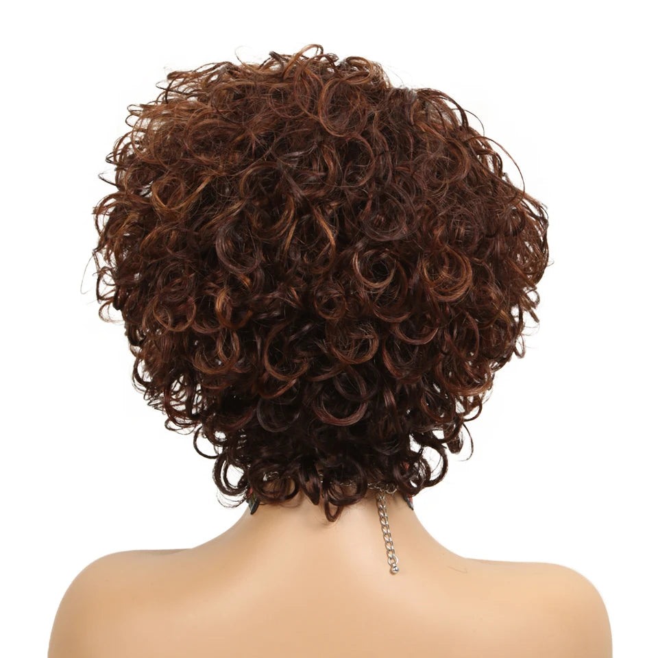 Sleek Short Human Hair Wigs 100% Remy Brazilian Curly Human Hair Wig 10 Inch Water Wave  Wig Natural Black Wigs For Black Women