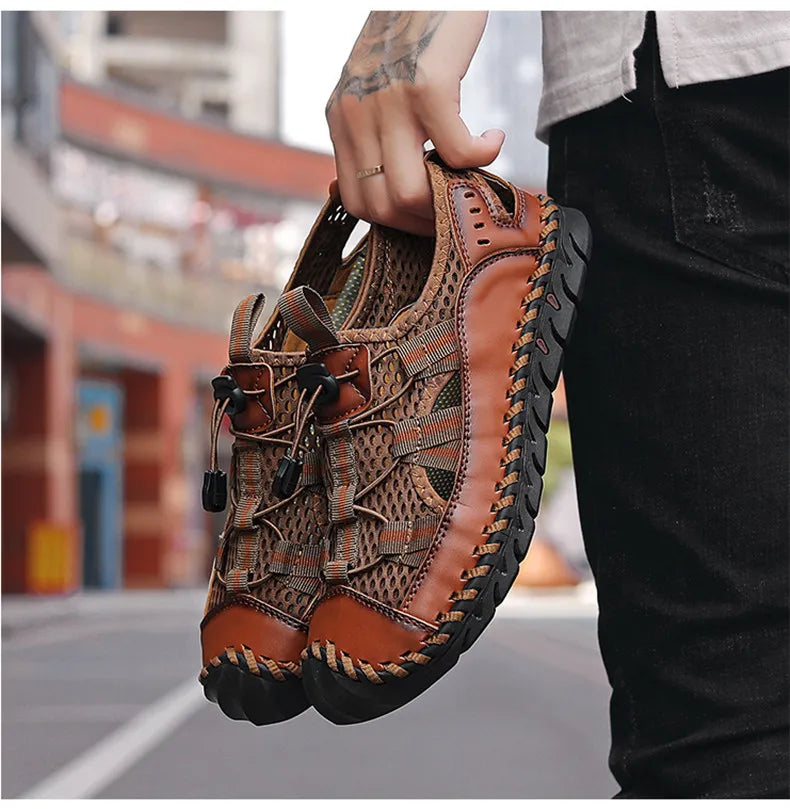 Hot Sale Summer Men's Sandals Outdoor Non-slip Men's Beach Sandals Handmade Genuine Leather Men's Shoes Fashion Men Sneakers
