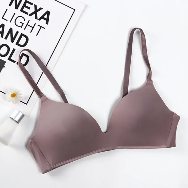 Thin Triangular Cup Bra Adjustable Shoulder Strap Gather Brassiere Wireless Anti-glare Bralette Seamless Sleeping Women Lingerie