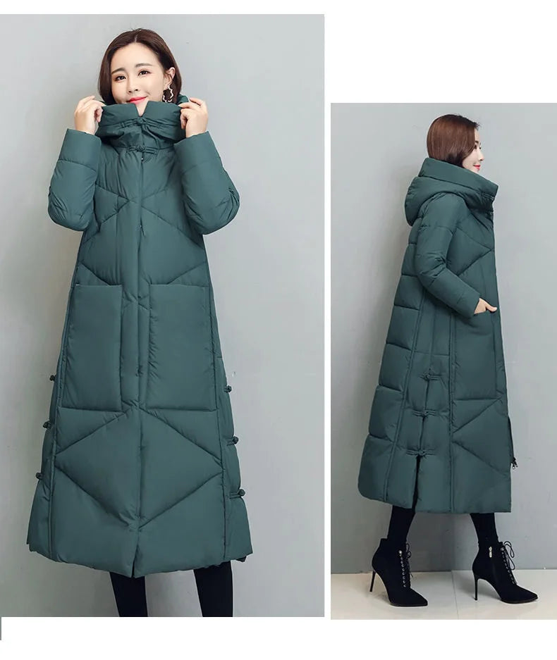 Winter Long Coat Women's 2025 Fashion New Thicken Cotton padded Warm Snow Outerwear Loose Female Windproof Hooded Jacket Parkas