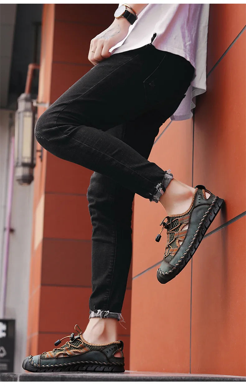 Hot Sale Summer Men's Sandals Outdoor Non-slip Men's Beach Sandals Handmade Genuine Leather Men's Shoes Fashion Men Sneakers