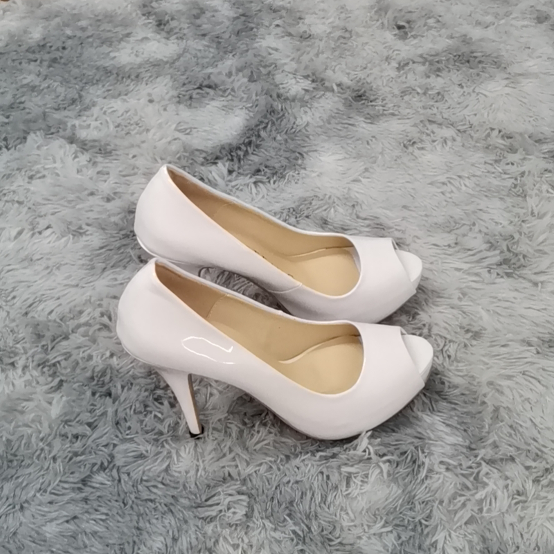Women Pumps Fashion Sexy Open Toe 12cm Thin Heels Platform Super Patent Leather High Heels  Gladiator Party Dress Wedding Shoes