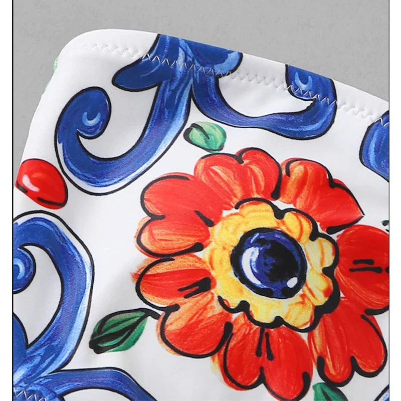 Sexy Digital Print Ethnic Style Tube Top Bikini European And American Swimwear Ladies Swimwear Beachwear New