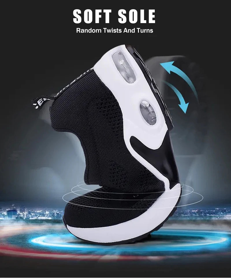 Women's Fashion Air Cushion Sports Running Flat Soft Bottom Sneaker Mesh Breathable Casual Shoes