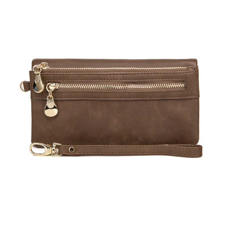 PUOU 2026 Fashion Zipper Purses Women's Wallets Envelop Long Wallet Women Long Section Clutch Wallet Soft PU Leather Money Bag