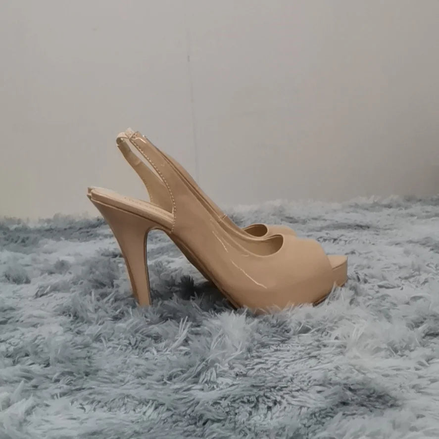 Women Pumps Fashion 12cm Sexy Open Toe Thin Heel Patent Leather Platform High Heels Gladiator Party Dress Wedding Shoes