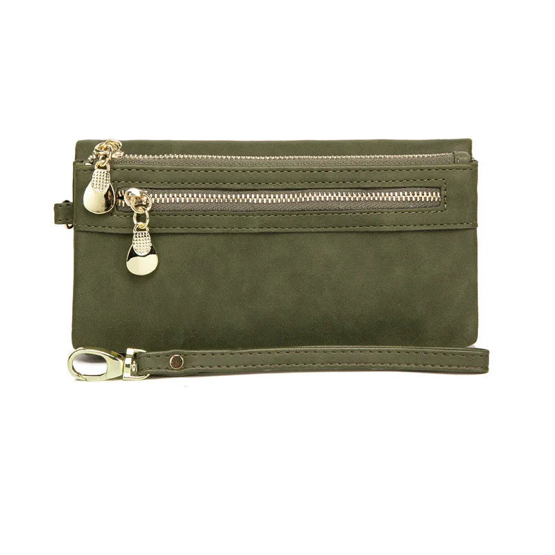 PUOU 2026 Fashion Zipper Purses Women's Wallets Envelop Long Wallet Women Long Section Clutch Wallet Soft PU Leather Money Bag