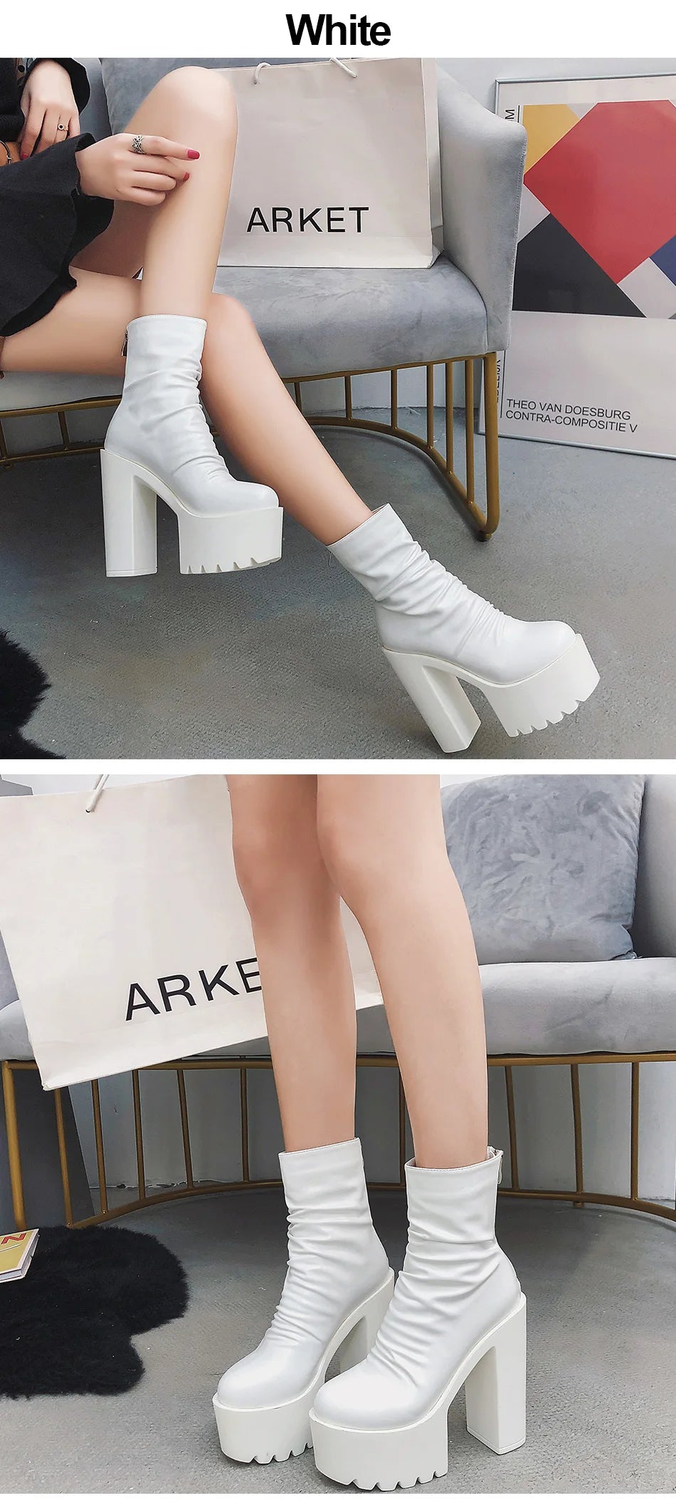 Platform Gothic Ankle Boots | Women's High Heel Short Boots