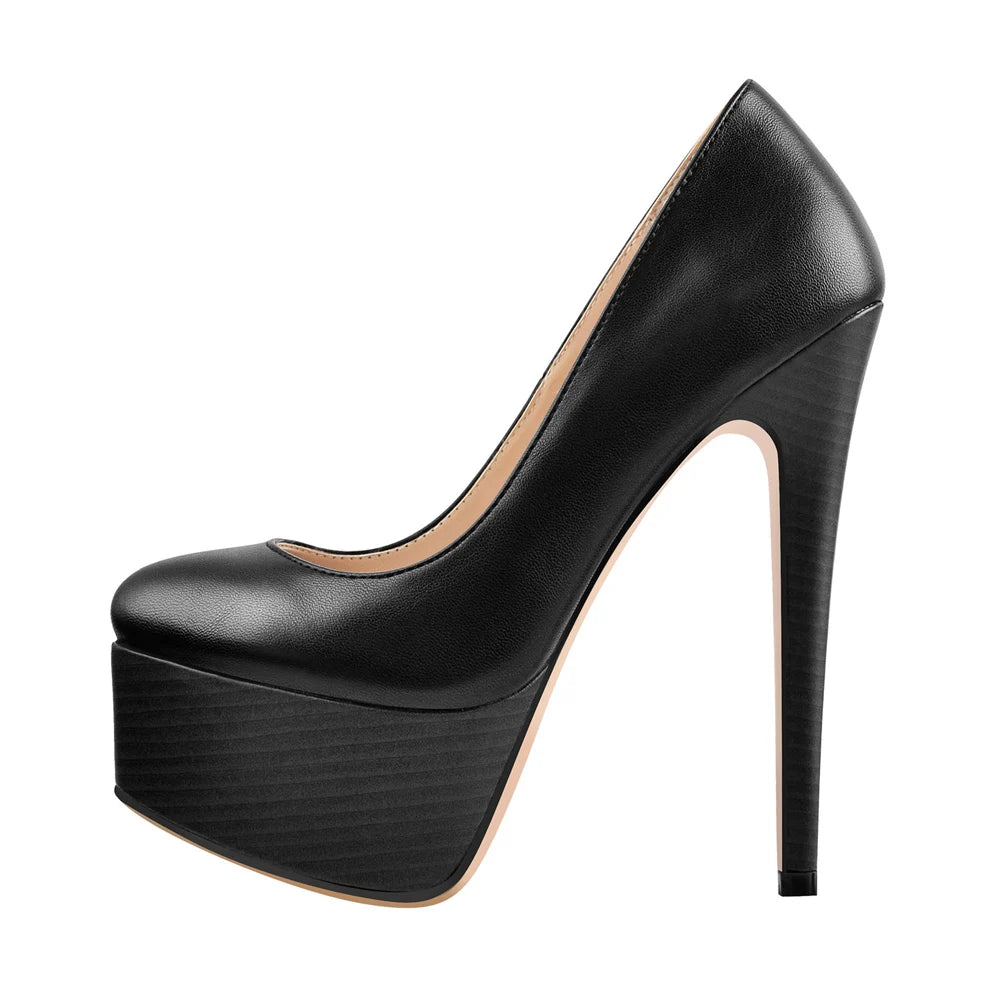 Onlymaker Women Platform Super Stiletto High Heels Pumps Round Toe Slip On Wedding Party Big Size Fashion Shoes