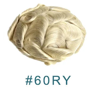 0.02mm Super Ultra Thin Skin 80% Density Natural Hairline Men Toupee Blonde Brown Grey Human Hair Undetected Capillary Prosthesi