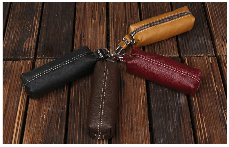 EISIPURI Genuine Cow Leather Men Women Key Bag Small Business Kay Case Women Housekeepers Wholesale purse keychain wallet