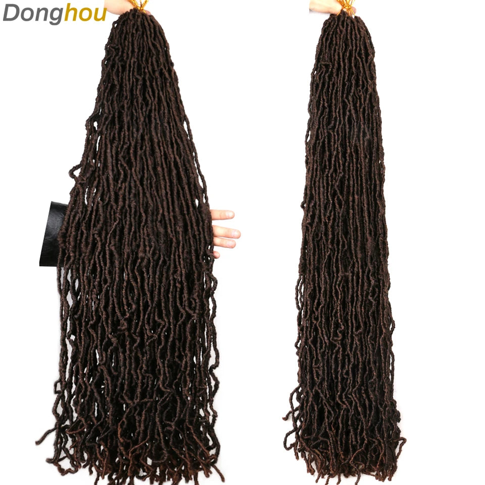Long Goddess Faux Locks Crochet Braids Brown Blue 1B 30 350 Soft Locs Braiding Hair Synthetic Faux Locs Crochet Hair Extensions