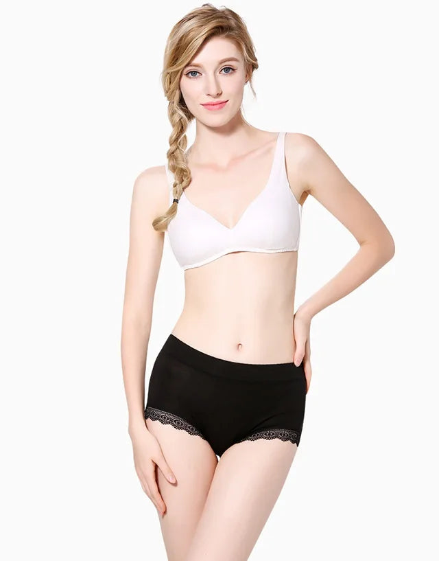 Women's Cotton Underwear Sexy Lace Panties Plus Size Fashion Solid Color  Briefs High Waist Seamless Underpants Female Lingerie
