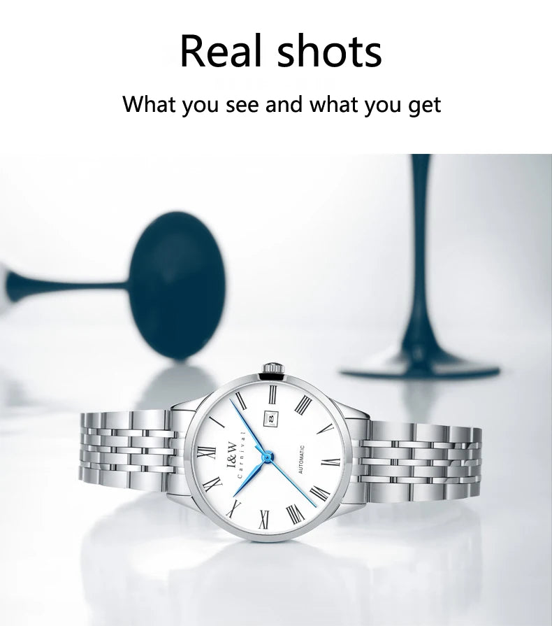 CARNIVAL Brand High-end IW Series Luxury MIYOTA Mechanical Watch for Women Stainless Steel Sapphire Mirror Automatic Watches