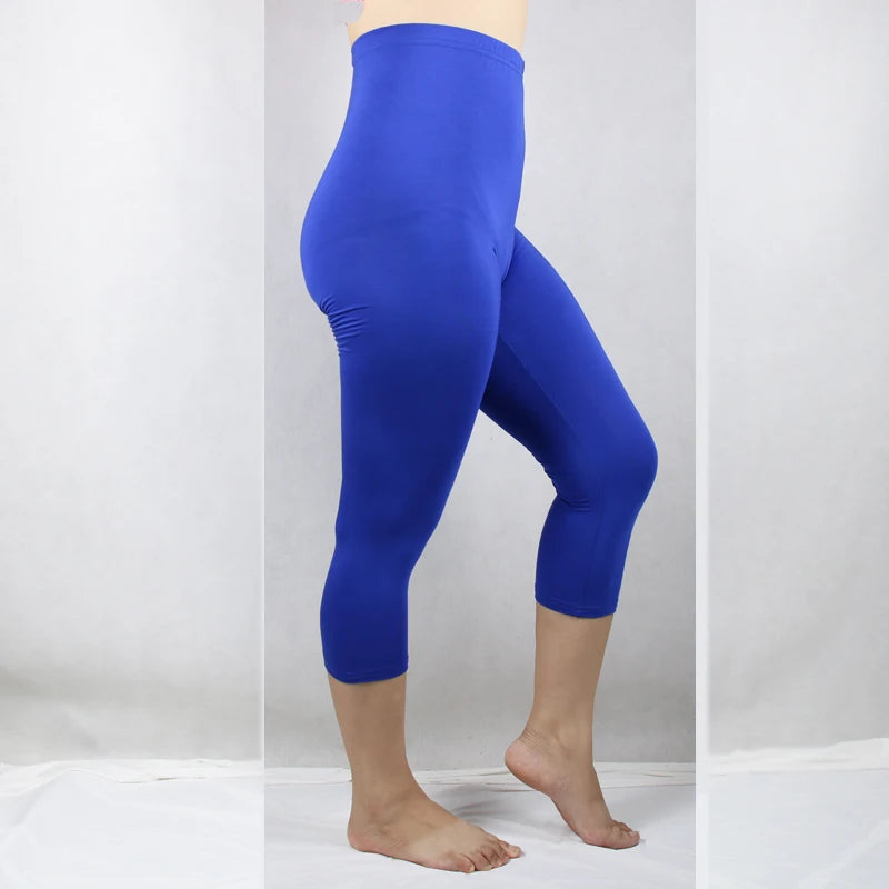 Leggings XS-7XL Summer Legings Women 3/4 Short Legging Pants Thin Women Large Size Stretch Grey Black White Pink 6XL 5XL 4XL 3XL